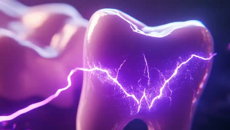 close-up of a tooth with glowing lines representing internal energy or pain