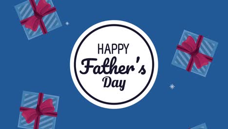 fathers day lettering with gifts and stamp