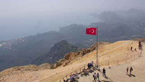 turkey flag on flagpole. turkish waving flag in wind.