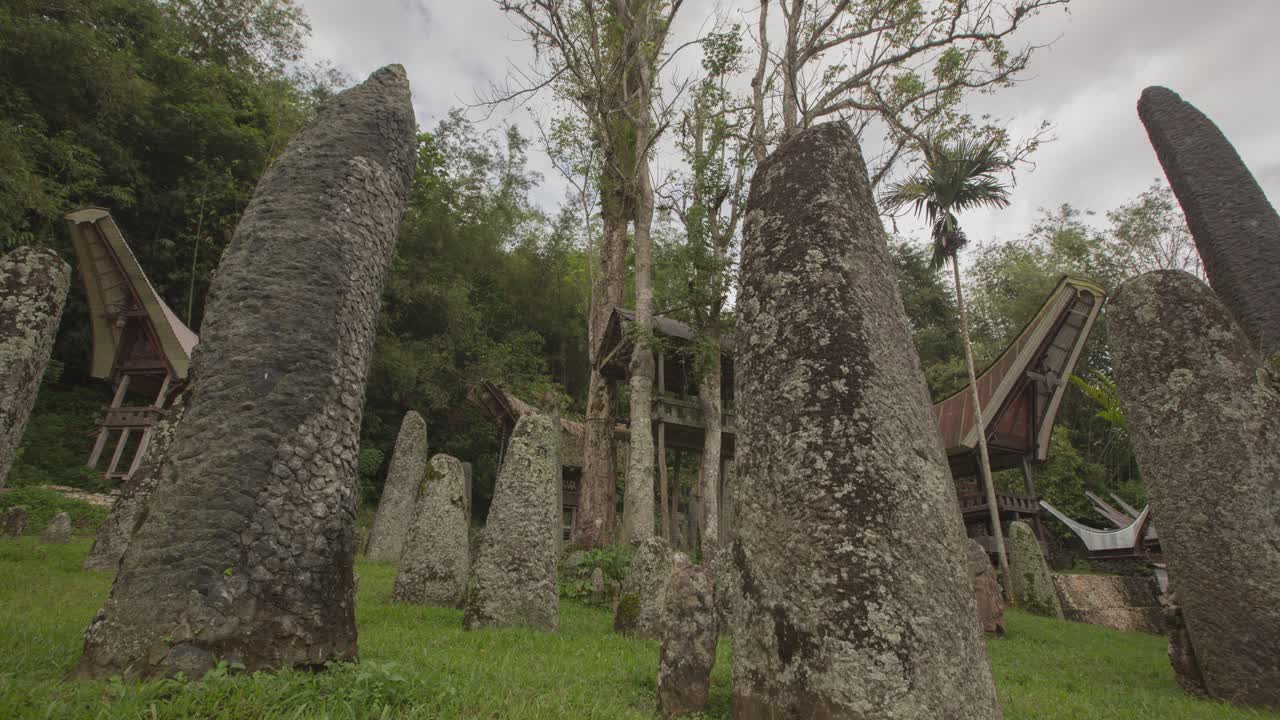 Ancient Stone Monuments and Traditional Houses in Indonesia