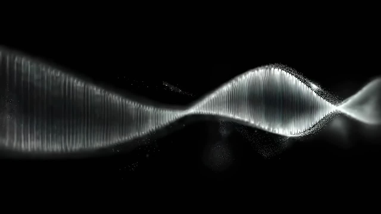 Abstract wave pattern in a dynamic video style, captured from a side angle on a dark background