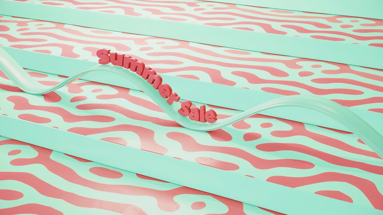 e testo di vendita estiva che si muove come un'onda su uno sfondo astratto - animazione grafica a movimento a loop senza cuciture.