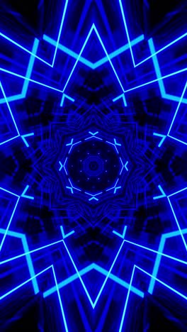 vj loop blue neon kaleidoscope vertical looped video