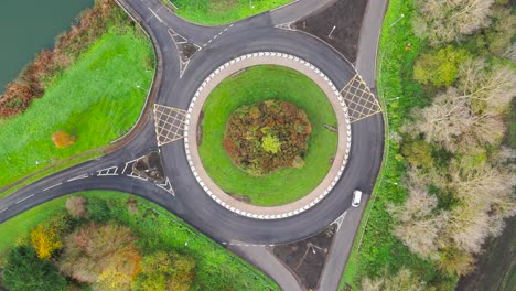 aerial view of a roundabout in a park