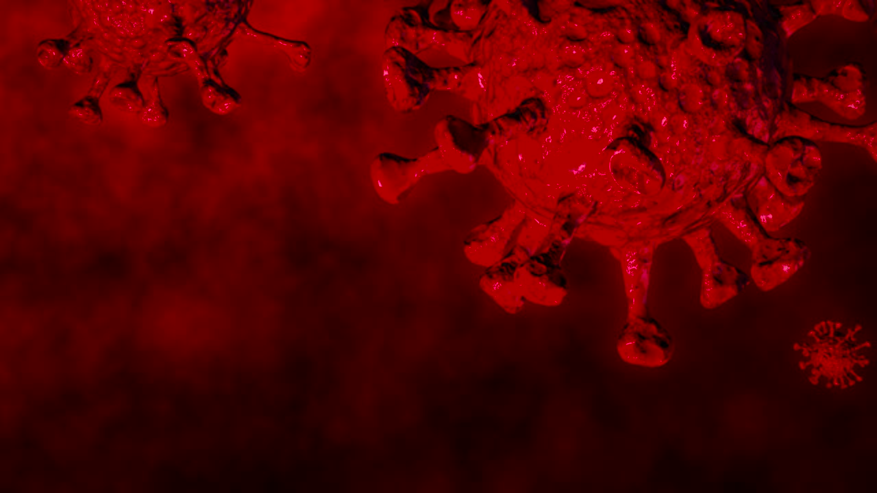 coronavirus abstracto que se mueve en la célula del virus - gráficos en movimiento (bucle)