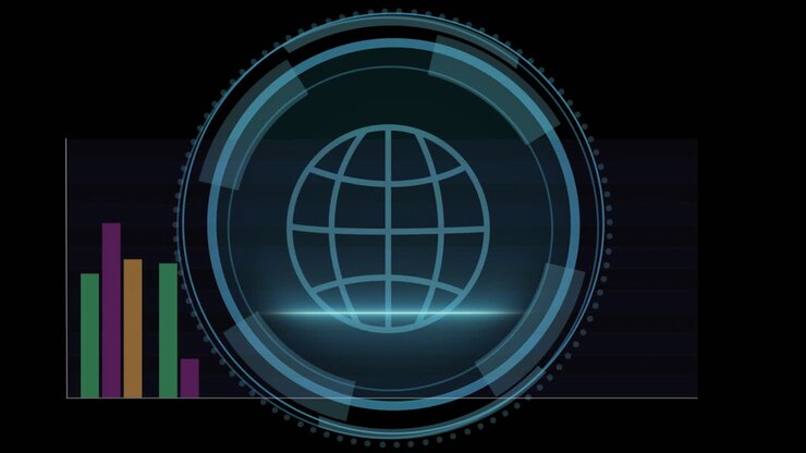 Animation of globe and cyber security text over diagrams