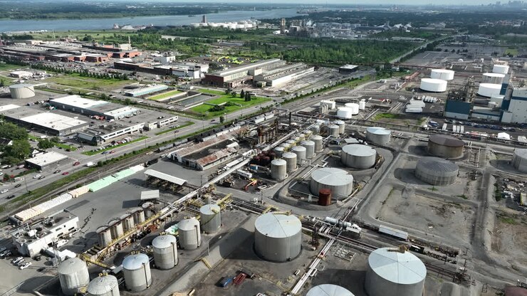 Zona industriale di Montreal, Quebec, ripresa aerea
