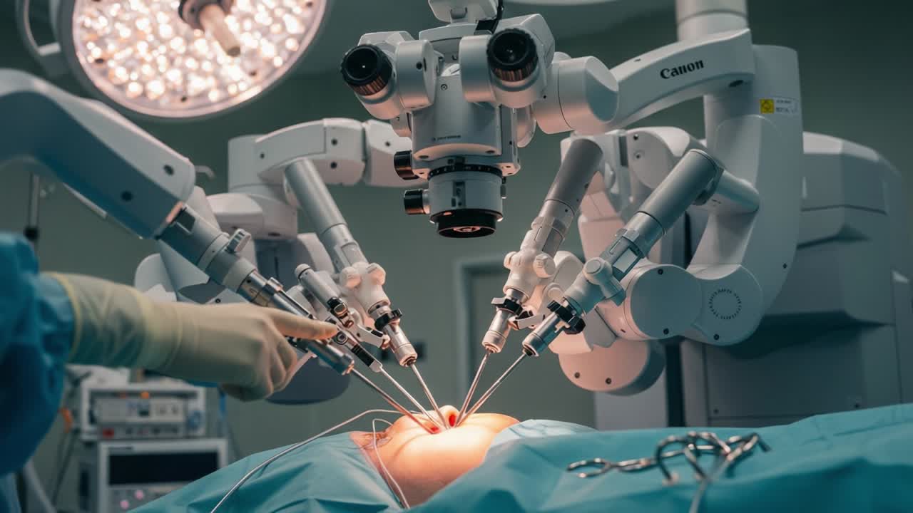 Advanced Robotic Surgery: Precision Instruments Perform Complex Procedures for Enhanced Patient Outcomes and Minimal Invasiveness in a Modern Operating Room