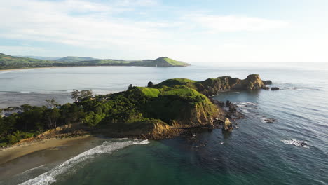 Huriawa-Peninsula-Near-Dunedin-Otago-South-Island-New-Zealand---aerial-drone-shot