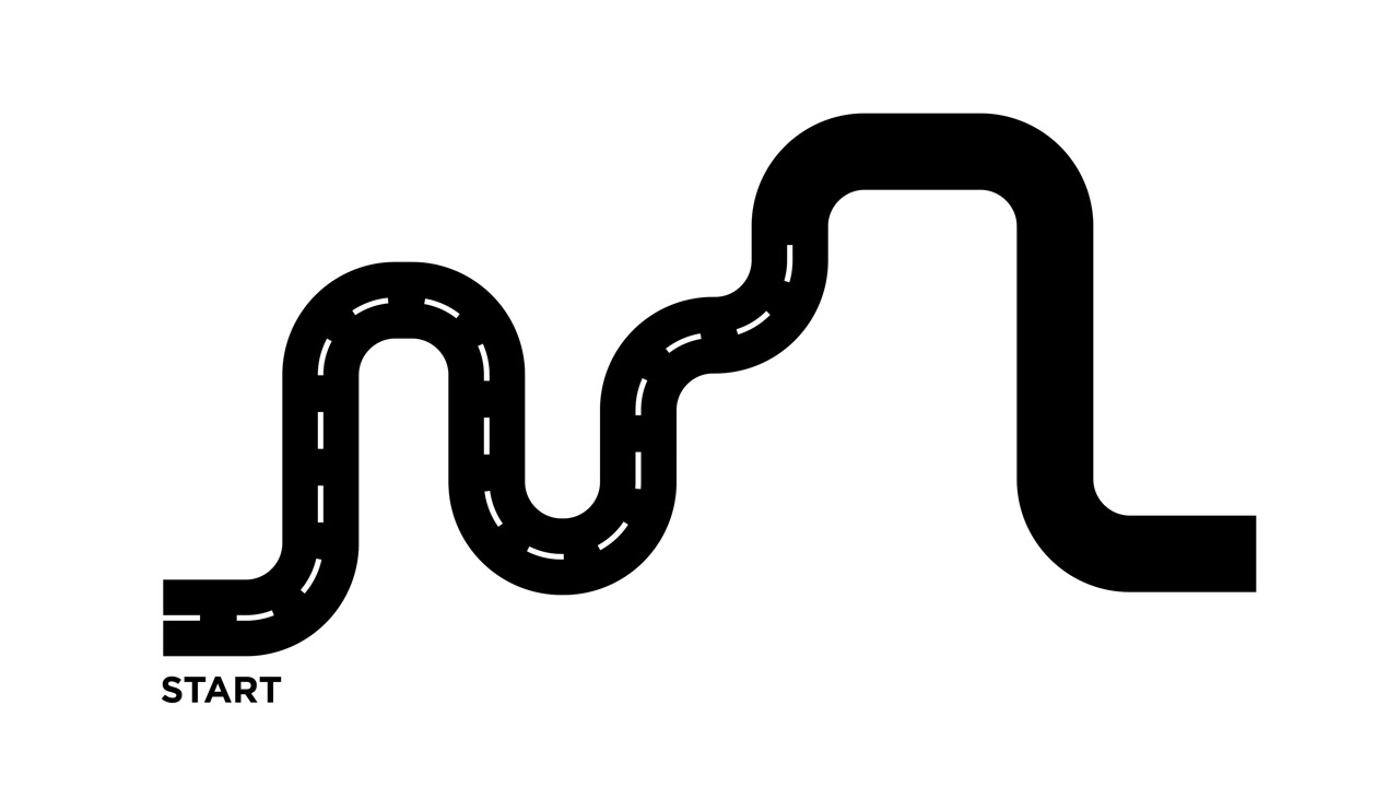 Animated Winding Road with Start and Finish Markers