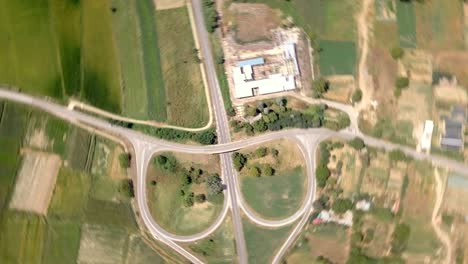 aerial view of crossroad and interchanges