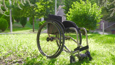 wheelchair with medical equipment.