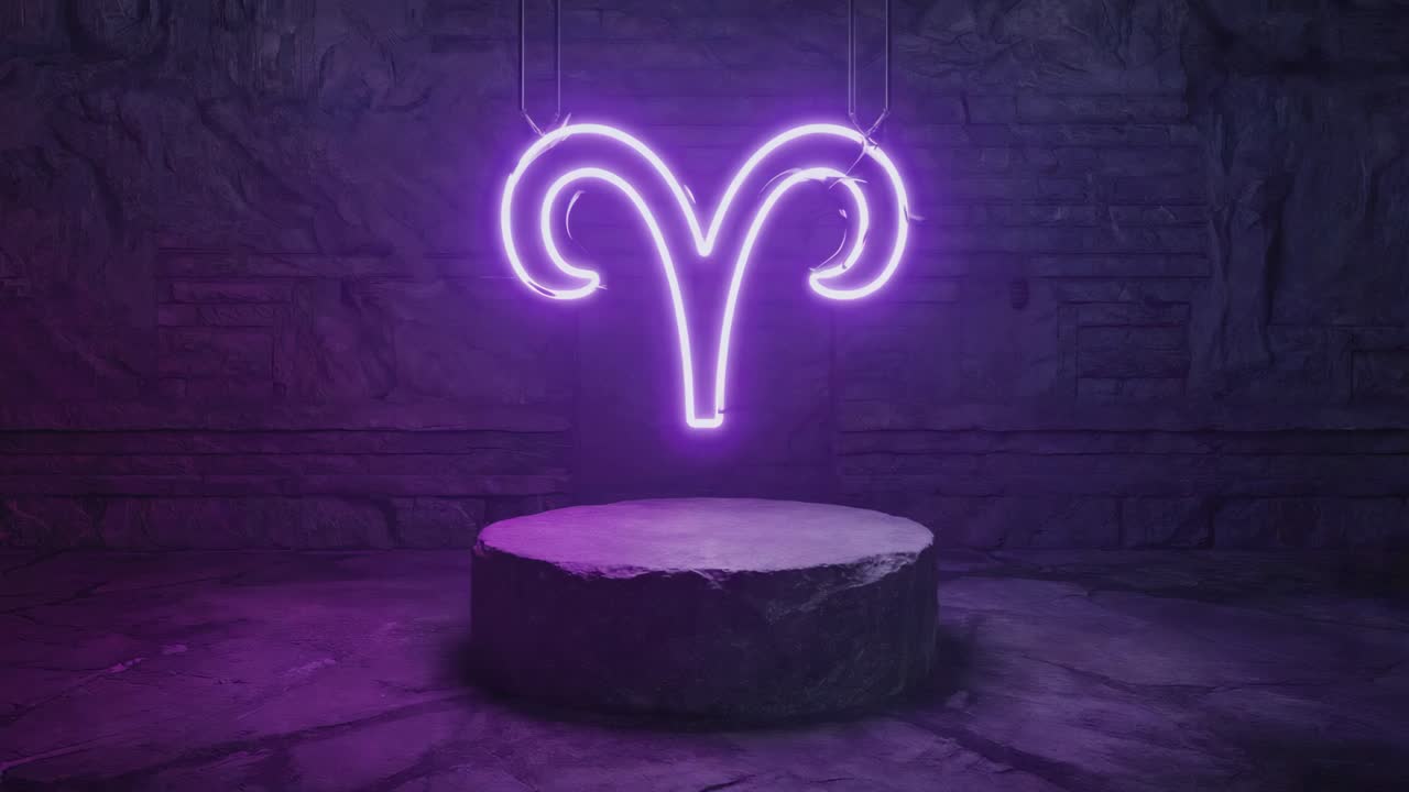 Aries Zodiac Sign Neon