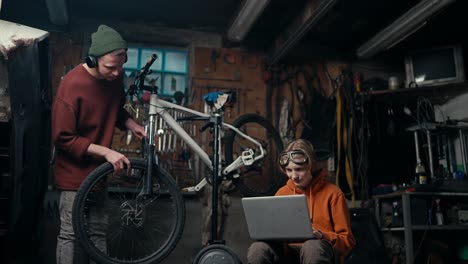 father-son bicycle repair: building bonds and skills through hands-on learning and multitasking