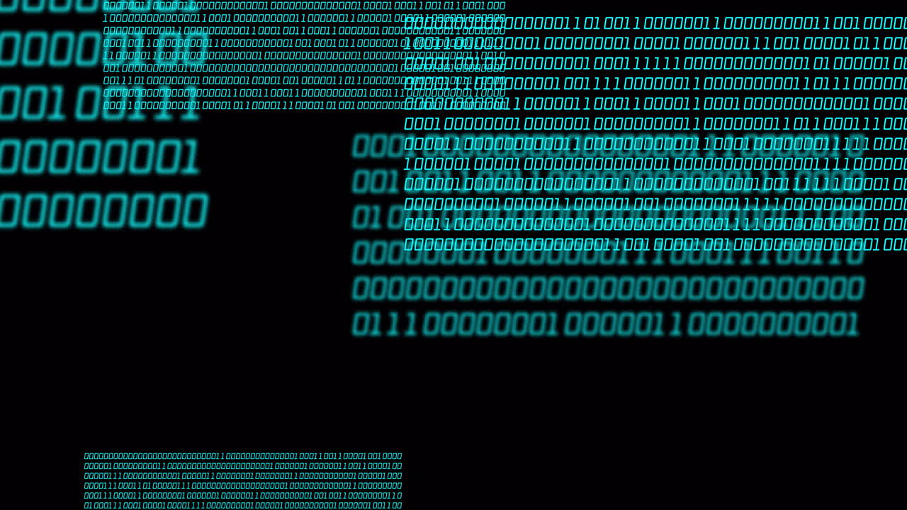animación del procesamiento de datos sobre un fondo negro