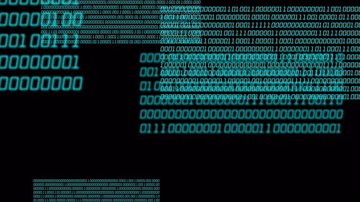 Animation of data processing on black background