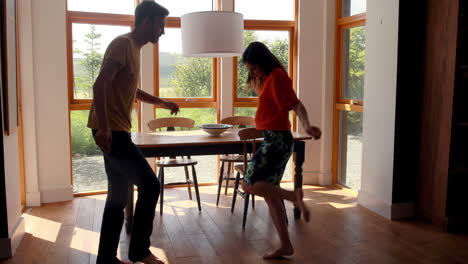 cute young couple dancing together