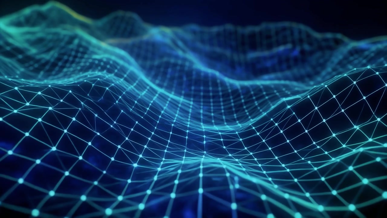 Abstract Digital Wave Mesh Moving in Cyberspace