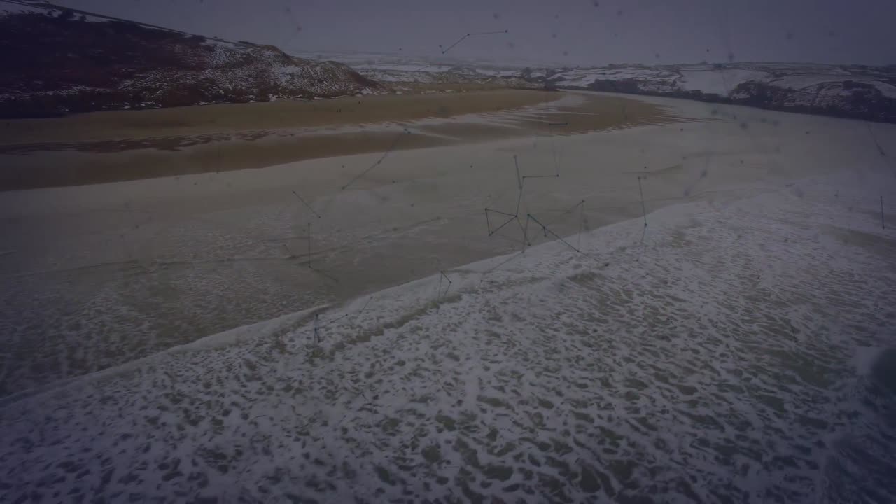 Animation of network of connections over seascape