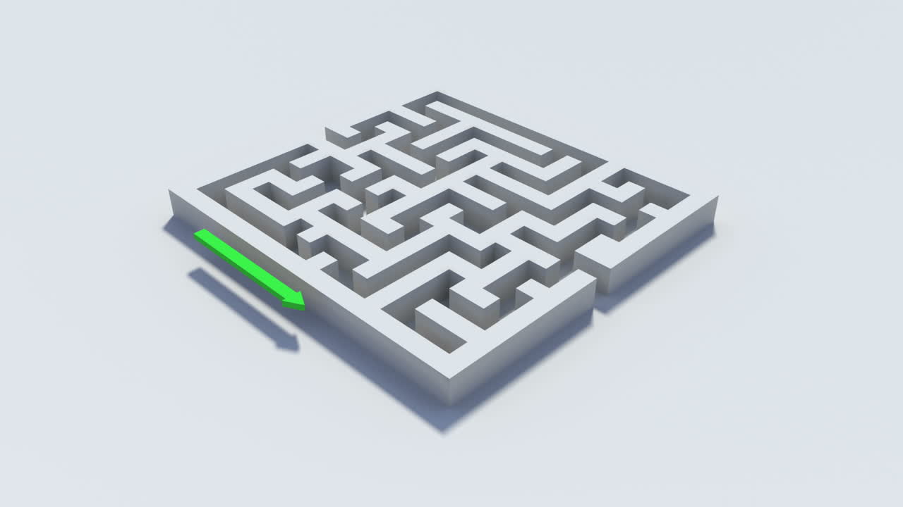 línea verde que va alrededor de un laberinto al otro lado