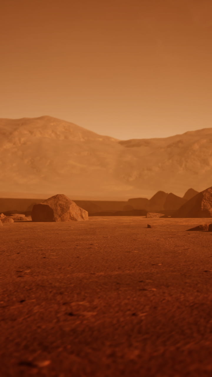 Paesaggio del Pianeta Rosso: Un deserto marziano con montagne