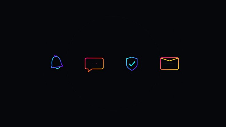 Animated Gradient Line Icons for Digital Communication and Security