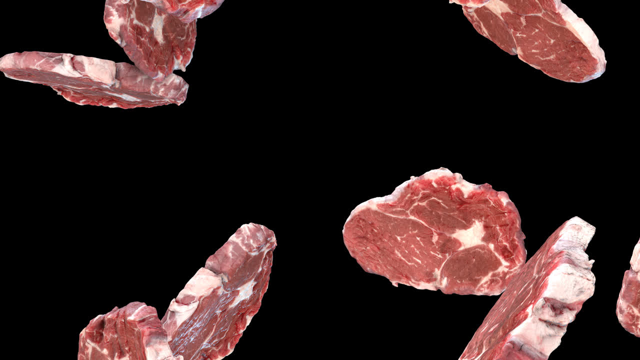 알파 채널을 가진 날아다니는 고기 조각의 배경