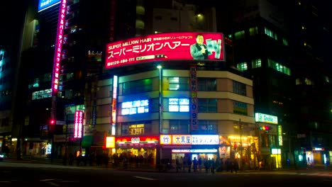 night lapse with japanese neons at south shinjuku wide shot zoom in