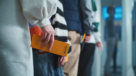 Passengers waiting in line for boarding at the airport
