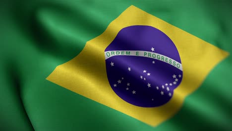 angled view of the brazilian flag flapping in hd