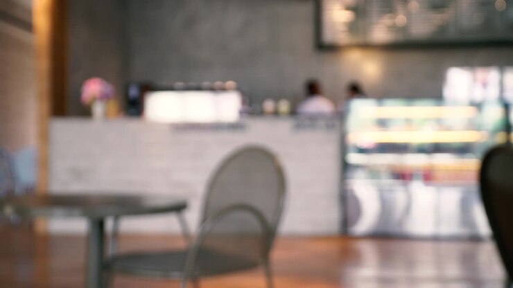 Sfondo sfocato, sfondo sfocato di caffetteria con bokeh