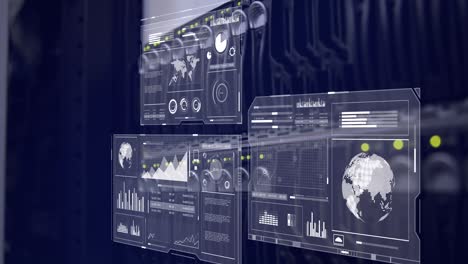 animación del procesamiento de datos en la sala de servidores