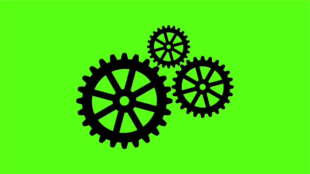 녹색 배경에 기어 아이콘 비디오 애니메이션