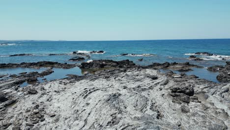 rugged landscape at the shores of chania, crete, greece. tracking shot