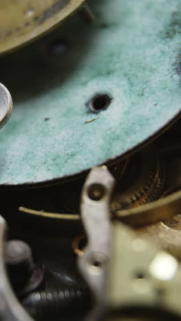 close-up of various parts of a clock