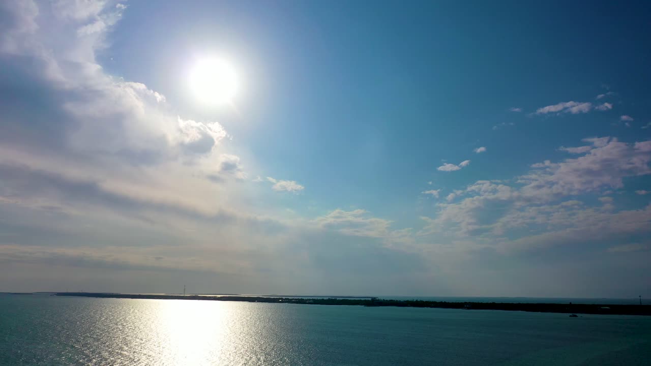 Slowly panning shot of the Florida Keys.