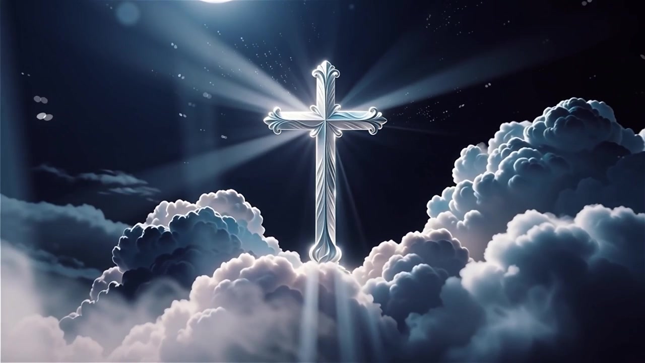 Christian Cross Heavenly Light Worship Background