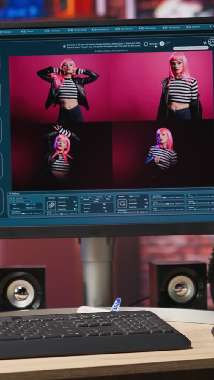 Vertical video Neural network tech using text to image AI generative models, close up