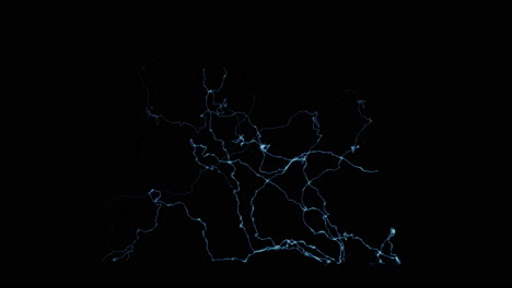 Grupo-De-Rayos-Eléctricos-En-Cámara-Lenta,-Simulación-De-Los-Poderes-De-Thor