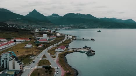 aerial view of base naval ushuaia in ushuaia, tierra del fuego, patagonia, argentina