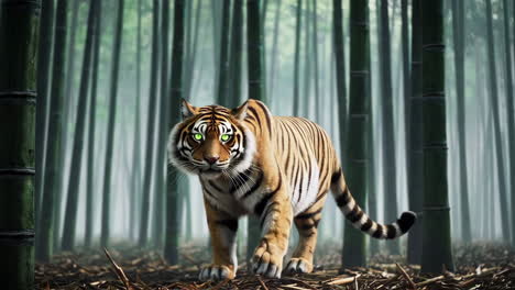 tiger in a mystical bamboo forest