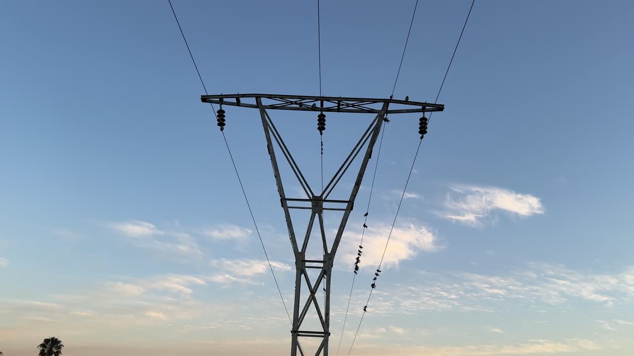 A railway train pylon power line on a railway track in Cape Town, South Africa