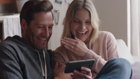 happy couple video chatting on smartphone beautiful woman showing engagement ring enjoying romantic celebration