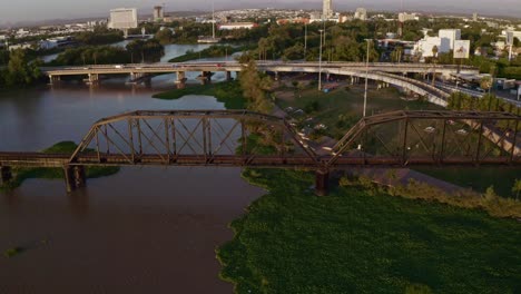 drone shot of an old train bridge, an iconic place in the capital of the state of sinaloa, culican