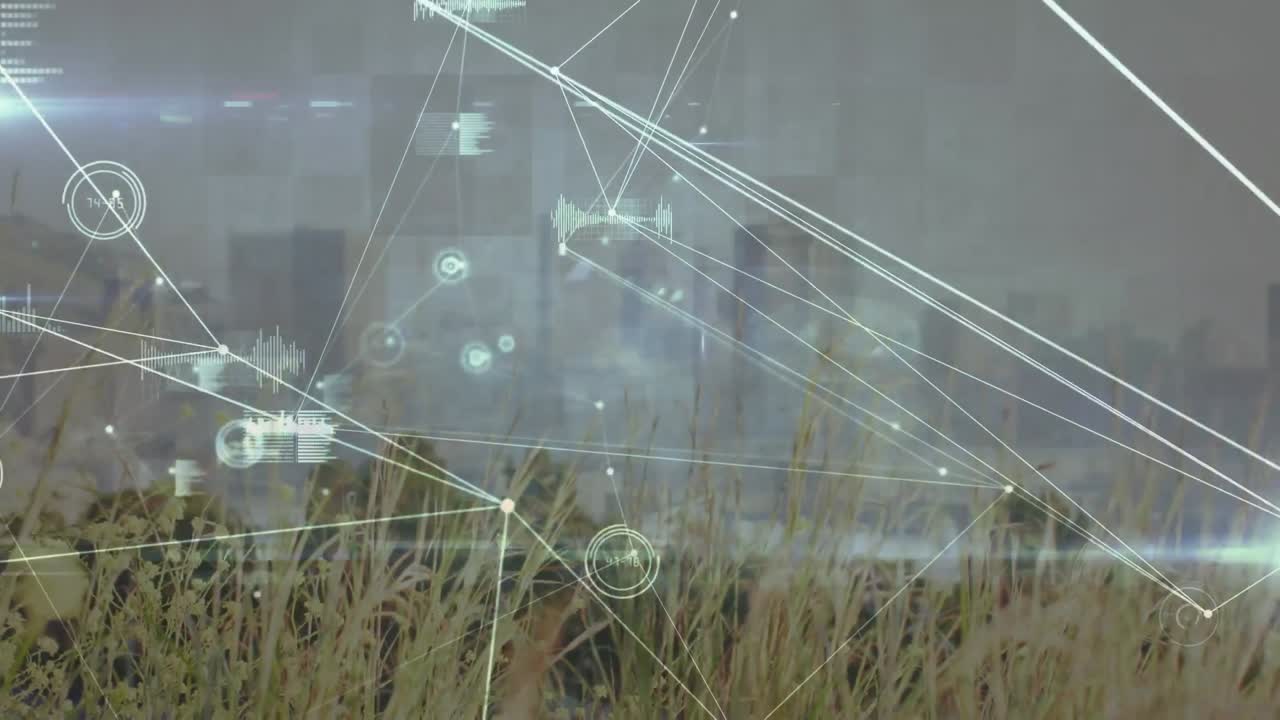 도시 풍경에 대한 연결 네트워크의 애니메이션