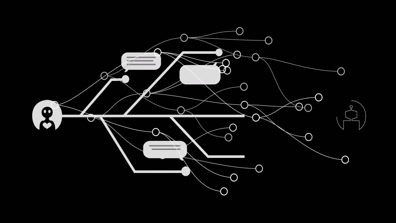 animación de chat y procesamiento de datos a través de conexiones