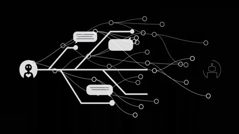 Animation of ai chat and data processing over connections