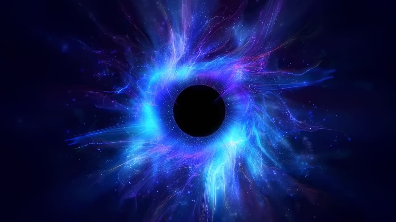 Abstrakt kosmisk energihvirvel med levende farver, set ovenfra, perfekt til videobaggrunde