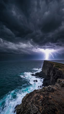 stormy seascape with lightning strike