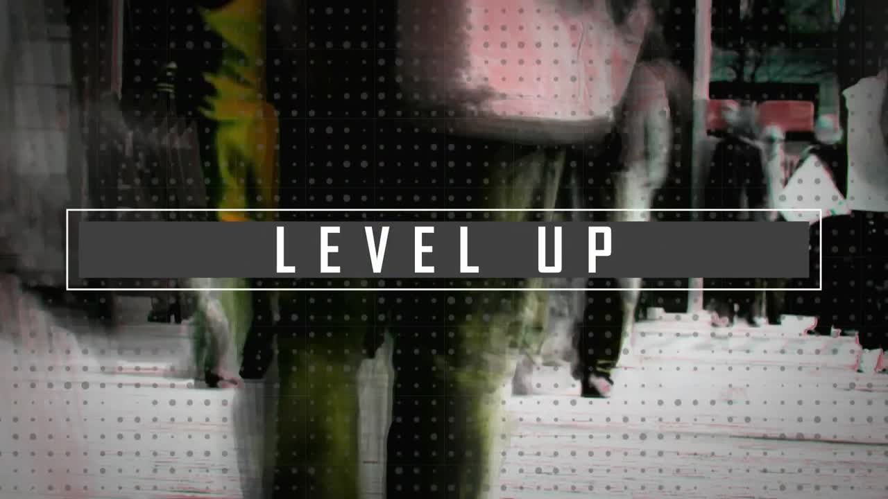 animación de texto de nivel superior sobre personas que caminan por la ciudad